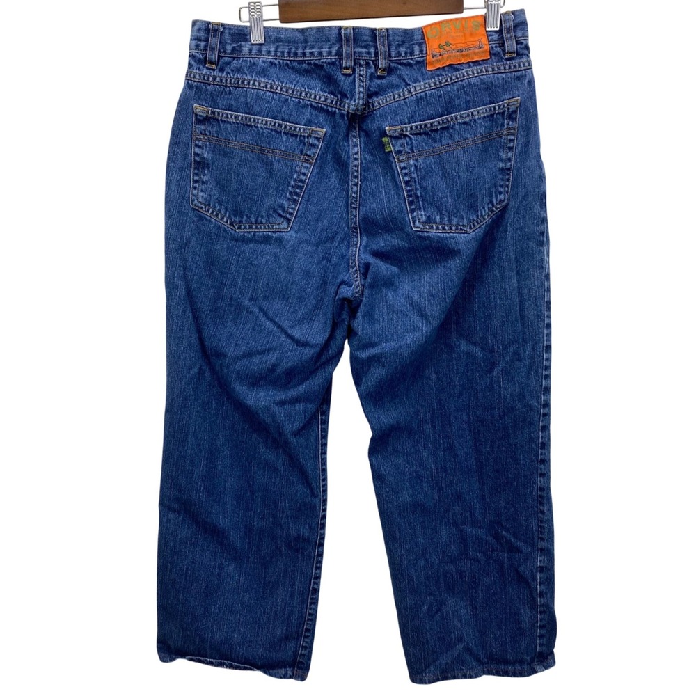 Orvis Swamper Jeans Men's 36 (33.5x26.5) Blue Denim Jeans Straight Leg Casual